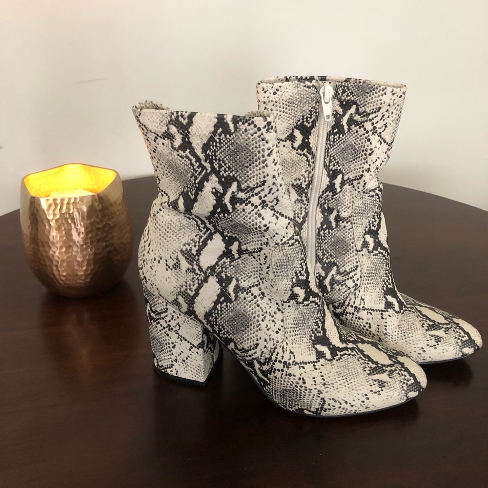 Steve Madden “Revolution” Snake ankle booties